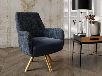 Produktbild von Sessel Drehsessel VALERIE in Stoff Touch Me und Elisa Velvet Dunkelblau