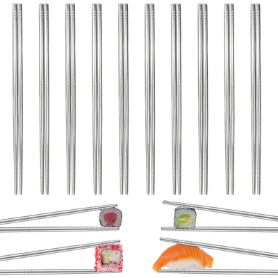 Productafbeelding van Set van 10 Paar Essstäbchen van Roestvrij Staal - 23 cm