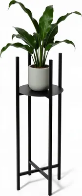 Produktbild von FRAMADO, Pflanzenständer Elica, Metallregal, Blumenständer, 28x28x60cm, Schwarz