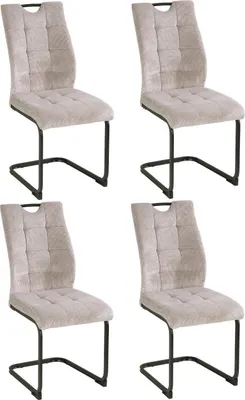 Produktbild von Schwingstühle - Beige - Schwarz - Mikrofaser - Webstoff - Metallgestell - 4er Set