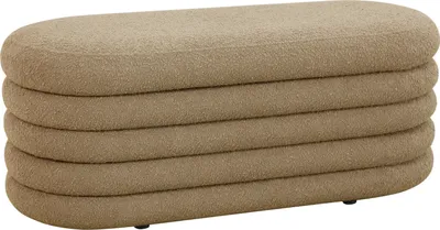Produktbild von SVITA BLOSSOM XL Hocker mit Stauraum Sitzbank Sitztruhe Sitzhocker Ottomane Boucle-Bezug Hellbraun