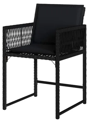 Produktbild von Gartenstühle 4 Stück, Gartenstuhl mit Kissen, Gartensessel für Garten, Balkon und Terrasse, Schwarz Poly Rattan