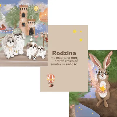 Produktbild von Plakaty A4 Rodzina 3 sztuki uszlachetnione soft touch i lakierem wybiórczym