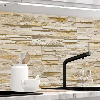 Produktbild von Küchenrückwand selbstklebend Matt-Optik - STEINWAND ASHLAR - 1.8mm, versteift, alle Untergründe, Hart PET Material, PREMIUM 60 x 80cm