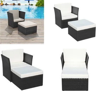 Immagine prodotto di vidaXL Sedia da giardino con poggiapiedi in Poly Rattan nero - Sedia da giardino - Sedia da giardino - Sedia da esterno - Sedie da esterno