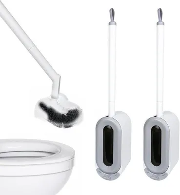 Produktbild von Toilettenbürstenset, 2-teilig - Grau - Wandhalterung mit Ablaufsystem - Für eine gründliche Reinigung der Toilette