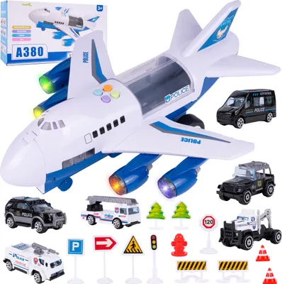 Immagine prodotto di MalPlay trasporto bambini aeroplano auto giocattolo aereo da carico polizia luce suono per ragazzi ragazze