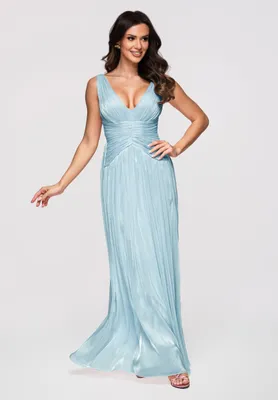 Produktbild von LARICA Abendkleid Maxi V-Ausschnitt Elegant LA-OM-DLR348 blue M