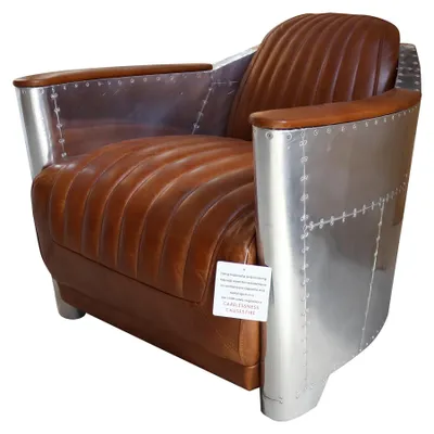 Produktbild von Ledersofa Sofa Couch Polster Einsitzer Sofas Couchen Flugzeug Aviator Aluminium