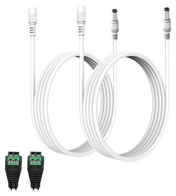 Immagine prodotto di Cavo di prolunga DC da 5 metri con 1 connettore per spine DC - confezione da 2, colore bianco