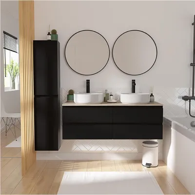 Produktbild von Sorrento 120 cm Wand-Doppelwaschtisch mit Hochschrank