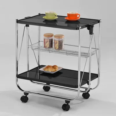 Produktbild von Servierwagen Butler faltbar Metall schwarz Rahmen chrom