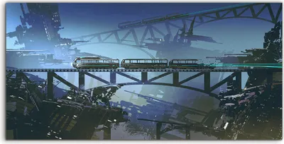 Produktbild von Coloray Canvas 140x70  Wandbild Leinwand Bilder Futuristischen Zuges auf Eisenbahn