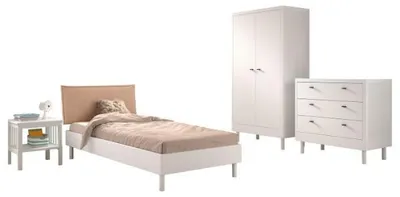 Produktbild von Kinderzimmer Forrest: Nachttisch, Bett 90x200, Kleiderschrank, Kommode - Weißbuche