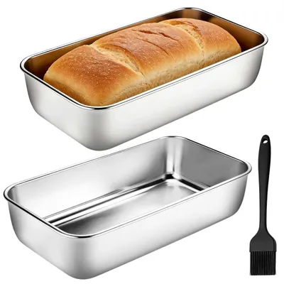 Image de Ensemble de 2 moules en acier inoxydable pour pain et gâteaux