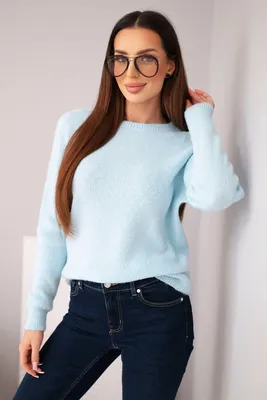 Produktbild von Damenpullover mit Baby-Alpaka und langen Ärmeln Blau Einheitsgröße (S-M)
