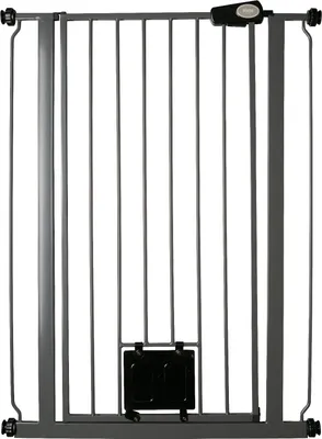 Produktbild von Bettacare Haustiergitter mit verriegelbarer Katzenklappe, 75cm - 84cm, Grau