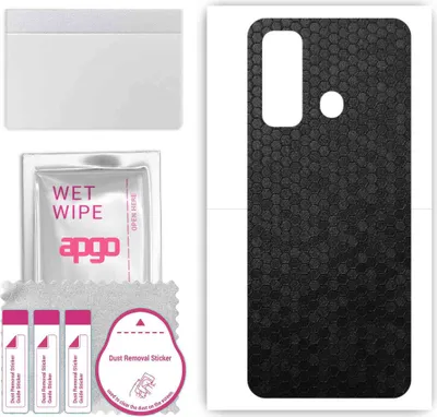 Produktbild von apgo Rückseite Schutzfolie, Skin, kompatibel mit Tecno Spark 7, Hinten Displayschutzfolie aus Vinylfolie, kratzfest, einfache Montage - Schwarze Honigwabe