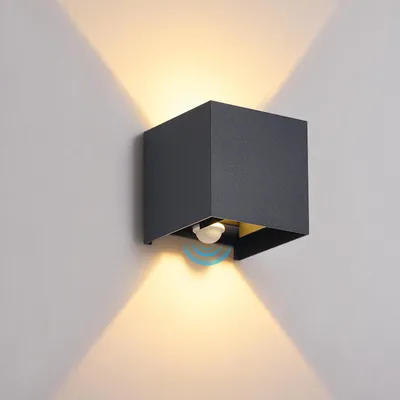Immagine prodotto di ZMH Lampada da parete LED per esterni, con sensore di movimento, 6W, grado di protezione IP54, 3000K, angolo di illuminazione regolabile, raggio di rilevamento. Lampada per corridoi, illuminazione esterna per ingressi, adatta per aree esterne