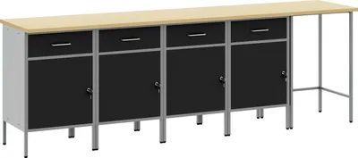 Produktbild von Möbel 5- tlg. Werkstatteinrichtung- Set Schwarz Holzwerkstoff - Werkbänke Neu64821
