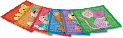Image de PlayMais 160201 'MOSAIC' Card Set LITTLE FRIENDS, cartes à coller, multicolores, 6 pièces (1 set)