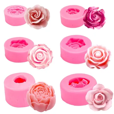 Produktbild von 6 Silikon-Blumenformen, Gussformen, Kerzenformen, rosenförmige Schokoladenformen, handgefertigte Silikon-Blumenformen, Schokoladendekoration