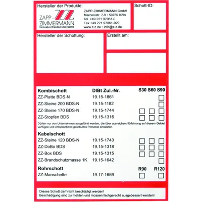 Produktbild von ZZ ® 300 Brandschutzmasse | KENNZEICHNUNGSSCHILD