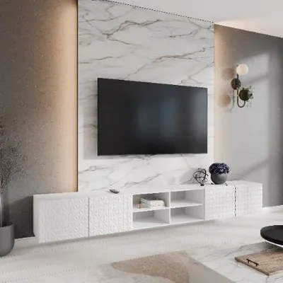Produktbild von Margaret Hadas24 TV-Schrank Cali IV Fernsehschrank TV-Lowboard 300 cm Hängend modernes Design Wohnzimmer Wandmontage, TV Möbel weiß, weiß