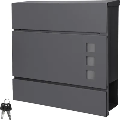 Obrázek produktu pro ECD Germany Poštovní schránka s přihrádkou na noviny, 37x36,5x10,5 cm, antracitová, z oceli
