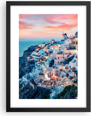 Produktbild von Gerahmtes Poster - Schwarzer Rahmen - Santorini Griechenland anzeigen - 30x40 cm - Wand Bild - Wanddeko - Wandbilder - Kunstposter - Wandposter - Bilderrahmen - Bilder - Kunstdruck - P2BPA30x40-4784