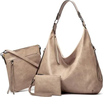 Produktbild von Pahajim Damen Handtaschen Set Leder Shopper Hobo Umhängetasche Groß - Schwarz