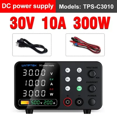 Image de Alimentation de laboratoire DC réglable, 30V, 10A - Alimentation de laboratoire numérique - Compacte