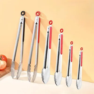 Immagine prodotto di Pinza per barbecue, in acciaio inossidabile, antiscivolo, resistente al calore, 5-23 cm, set da 2 pezzi