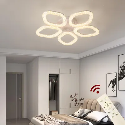 Image de Lampe de plafond LED DL-5, 76 cm. Plafonnier, lampe avec télécommande. Couleur et intensité de la lumière réglables, variateur intégré. Lampe de plafond LED, idéale pour le salon