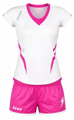 Produktbild von L bianco/fucsia|Zeus Kit Manila Damen Sport Trikot + Shorts bianco/fucsia