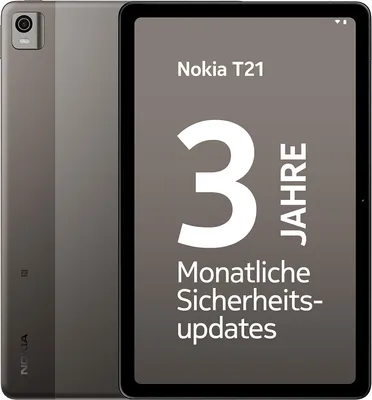 Produktbild von Nokia T21 Android 12 LTE Tablet mit 10.36" Bildschirm, 4/64GB Speicher, IP52 , 18W Fast Charging, 3 Tage Batterie Laufzeit und Jahre