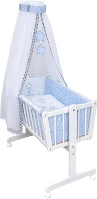 Produktbild von Baby-Delux Wiegenset Bettwäsche Set 6-tlg für Babywiege Magic Stars Blau (ohne Wiege)