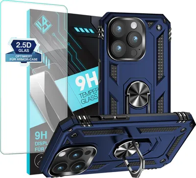 Produktbild von Armor Outdoor Handyhülle für Apple iPhone 14 Pro Max Handy Panzer Case Schutzhülle mit 9H Displayglas Displayschutz Farbe: Blau