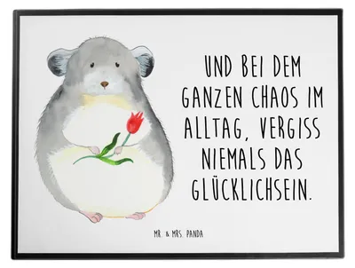 Produktbild von Mr. & Mrs. Panda schreibtischunterlage Chinchilla Blume - Weiß - Geschenk, schreibtischauflagen, Chinchillas, Liebeskummer, Schreibunterlage, Kummer, Chaos, tischauflagen