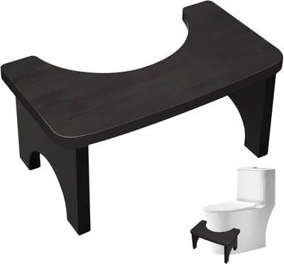 Image de Tabouret de toilette en bois, ergonomique, dimensions 37 x 20 x 17 cm, antidérapant, pour salle de bain
