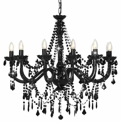 Immagine prodotto di vidaXL Lampadario con perle nere 12 prese E14