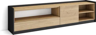 Immagine prodotto di Mobile TV Soggiorno, Ampio spazio a disposizione, 207x37x50cm, Per TV fino a 80", Mobile Soggiorno, Rovere e nero
