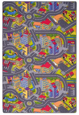 Produktbild von Kinder und Spielteppiche | Große Auswahl an Straßenteppichen | Pflegeleicht und Strapazierfähig, Größe:80x200 cm, Design:3D Town