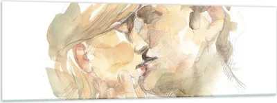 Produktbild von Bilder auf glas - Einteilig - Kuss Paar Liebe - 160x50cm - Glasbilder - Wandbilder - Bilder - zum Aufhängen bereit - Wanddekoration aus Glas - Glas Bilder - Wandbild auf Glas - GAB160x50-5005