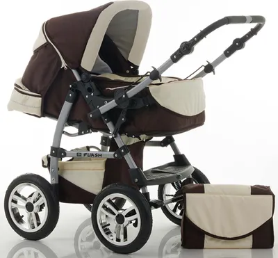 Produktbild von Kinderwagen-Set Flash 2 in 1 in Braun-Creme - 14 Teile - in 18 Farben erhältlich