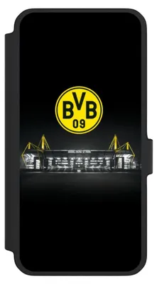 Produktbild von NIVOCASE Klapphülle für Samsung Galaxy A56 5G  Handyhülle aus Kunst Leder NIVOflip schwarz BVB Borussia Dortmund Stadion