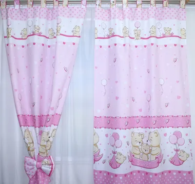 Produktbild von Vorhänge mit Schlaufen Kinder Baby Gardinen Kinderzimmer Vorhang 3. Sweet Rosa