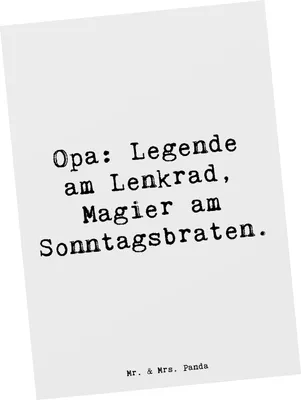Produktbild von Mr. & Mrs. Panda Postkarte Spruch Opa Legende - Weiß - Geschenk, persönliche Erinnerungen, herzerwärmende Sprüche, einzelkarte, bildkarte, Ansichtskarten, Postkarten