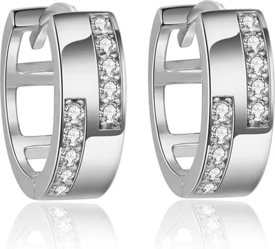 Produktbild von Klappcreolen aus echt Silber 925 mit Zirkonia