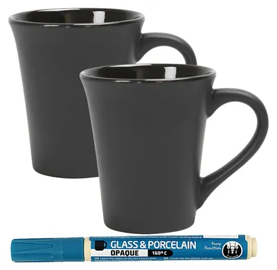 Produktbild von PODARI Porzellan Stift (auch für Glas und Keramik) - Türkis inkl. 2 Tassen